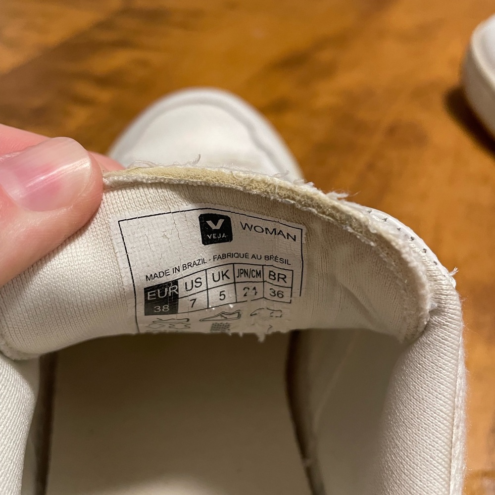 Veja Women’s V-12 White, Blue, and Orange Sneakers - Picture 8 of 9